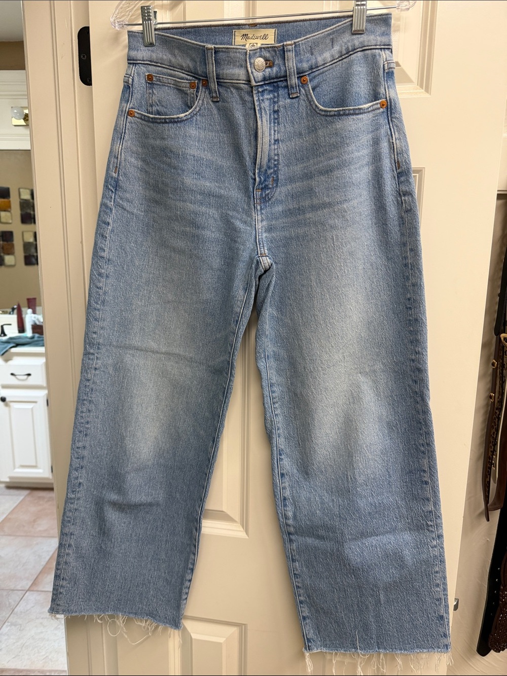 Madewell Perfect Vintage Wide Leg Crop Light Blue Straight Leg High-Rise Jeans